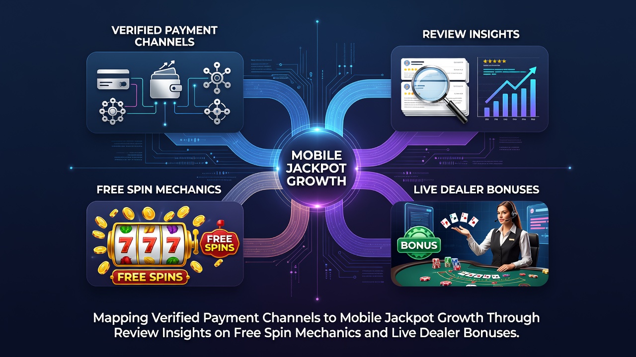 Darstellung verifizierter Zahlungskanäle in mobilen Casino-Umgebungen mit Fokus auf Jackpot-Entwicklung und Bonusstrukturen